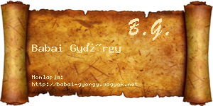 Babai György névjegykártya