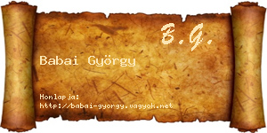 Babai György névjegykártya